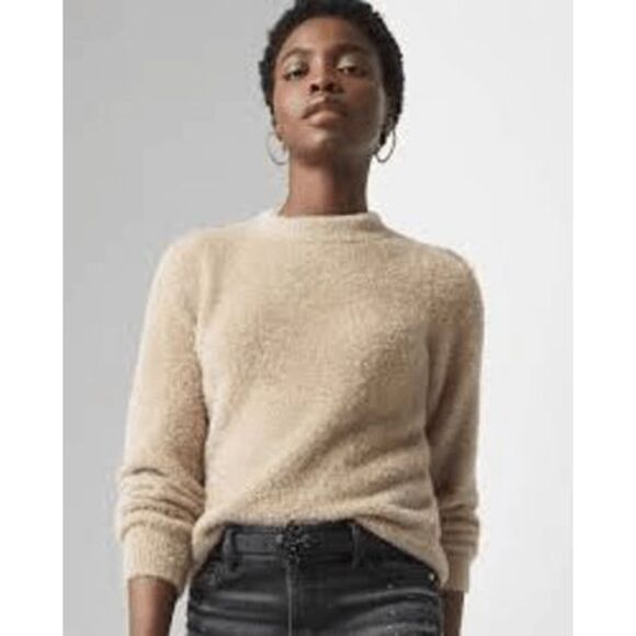 NWT WHBM white house black market champagne tinsel sweater holiday metallic fitM - Picture 1 of 11